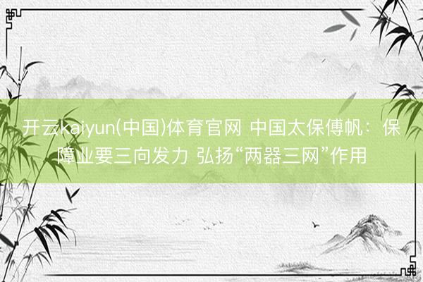 开云kaiyun(中国)体育官网 中国太保傅帆:保障业要三向发力 弘扬“两器三网”作用