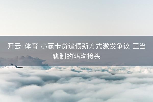 开云·体育 小赢卡贷追债新方式激发争议 正当轨制的鸿沟接头