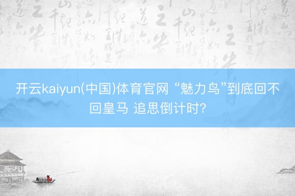 开云kaiyun(中国)体育官网 “魅力鸟”到底回不回皇马 追思倒计时?