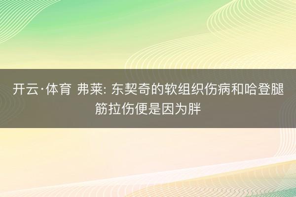 开云·体育 弗莱: 东契奇的软组织伤病和哈登腿筋拉伤便是因为胖