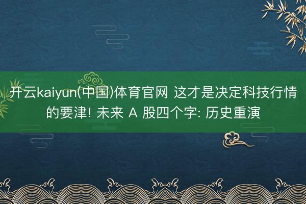 开云kaiyun(中国)体育官网 这才是决定科技行情的要津! 未来 A 股四个字: 历史重演