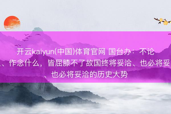 开云kaiyun(中国)体育官网 国台办:不论赖清德说什么、作念什么,皆屈膝不了故国终将妥洽、也必将妥洽的历史大势