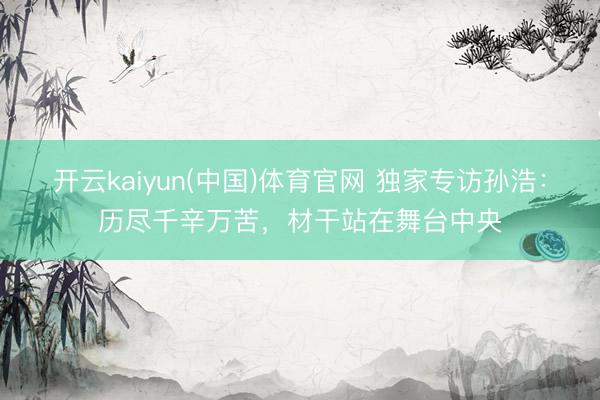 开云kaiyun(中国)体育官网 独家专访孙浩:历尽千辛万苦,材干站在舞台中央