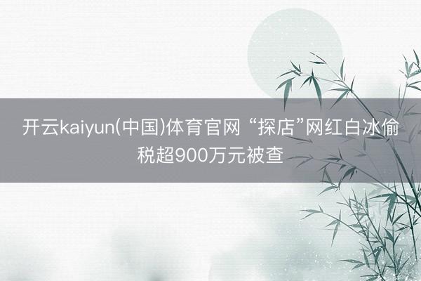 开云kaiyun(中国)体育官网 “探店”网红白冰偷税超900万元被查
