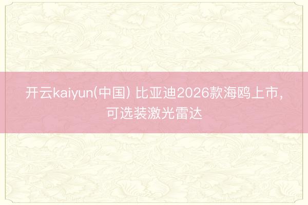 开云kaiyun(中国) 比亚迪2026款海鸥上市,可选装激光雷达