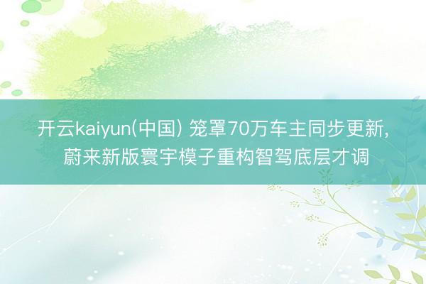 开云kaiyun(中国) 笼罩70万车主同步更新, 蔚来新版寰宇模子重构智驾底层才调